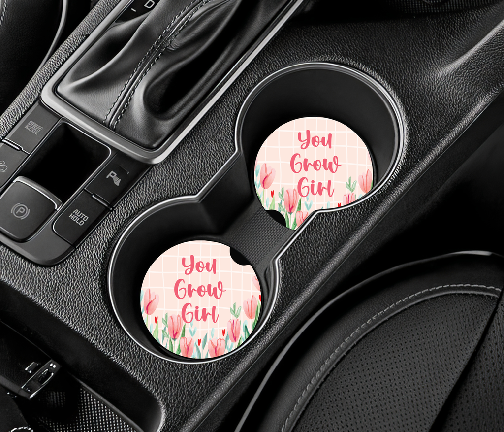 You Grow Girl Ceramic Car Coasters