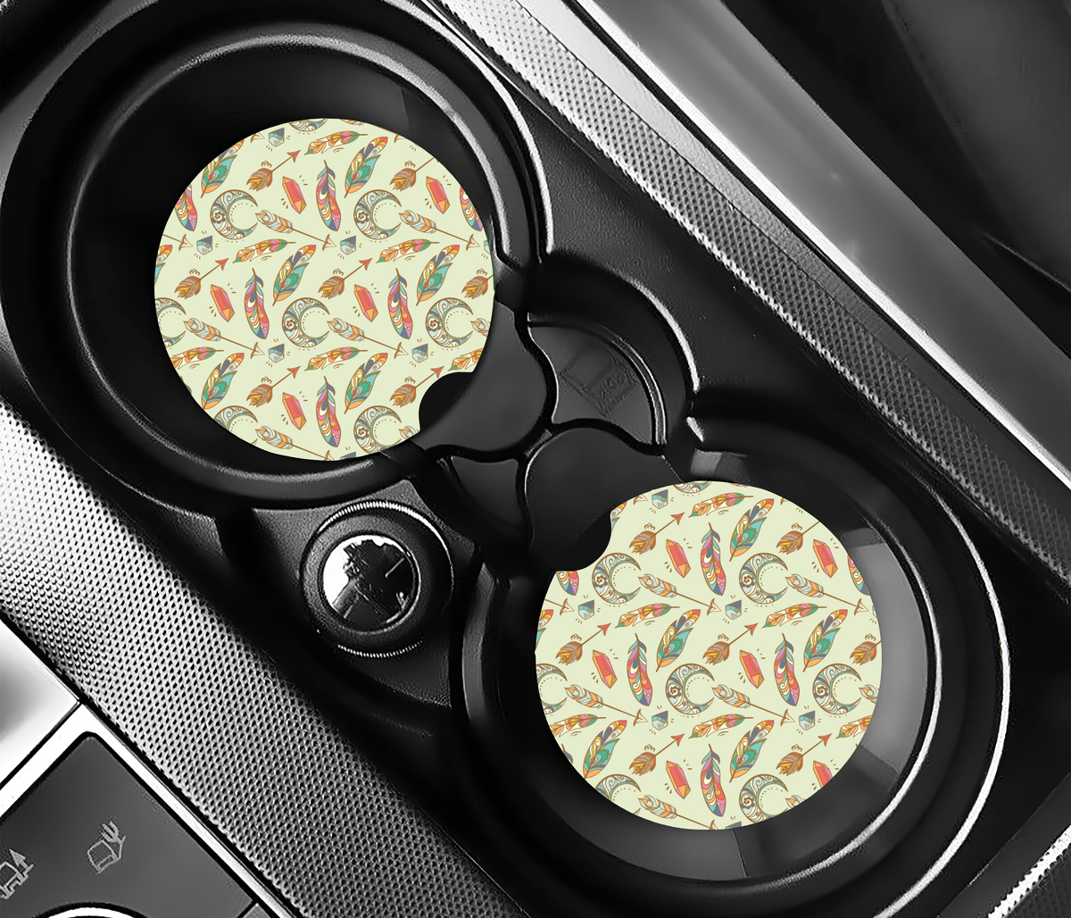 Desert Feather Ceramic Car Coasters