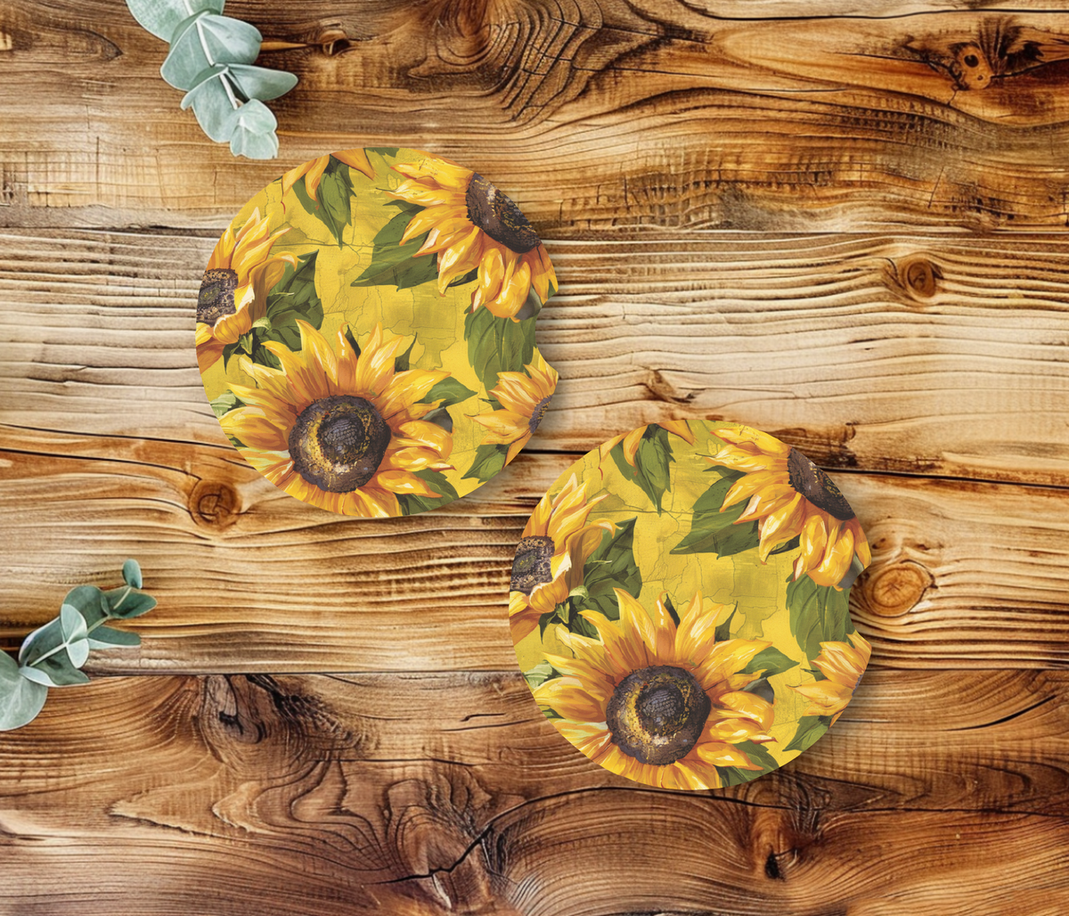 Sunflower Field Ceramic Car Coasters