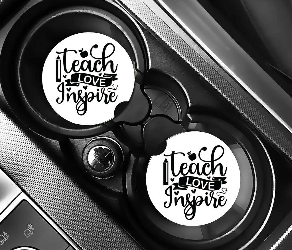 Teach Love Inspire Ceramic Car Coasters