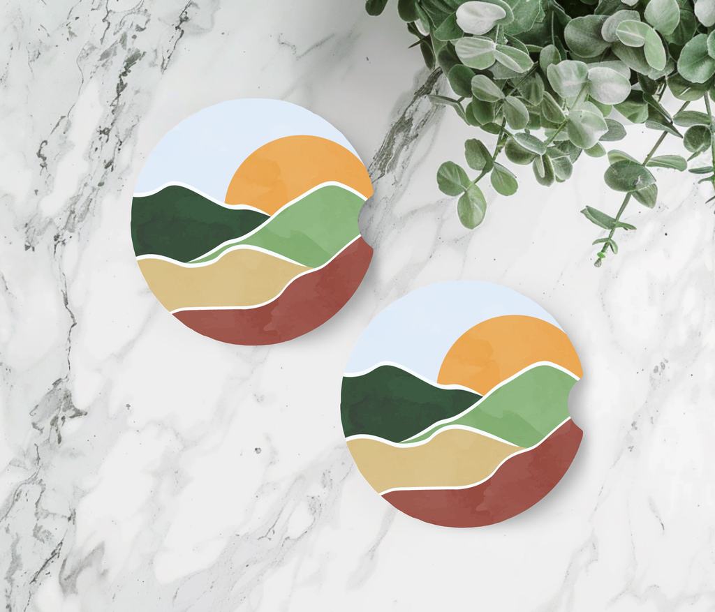Sunset Hills Ceramic Car Coasters