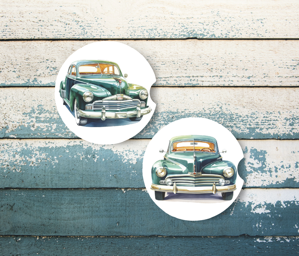 Green Oldsmobile Ceramic Car Coasters