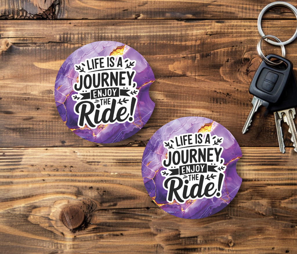 Life Is A Journey Ceramic Car Coasters