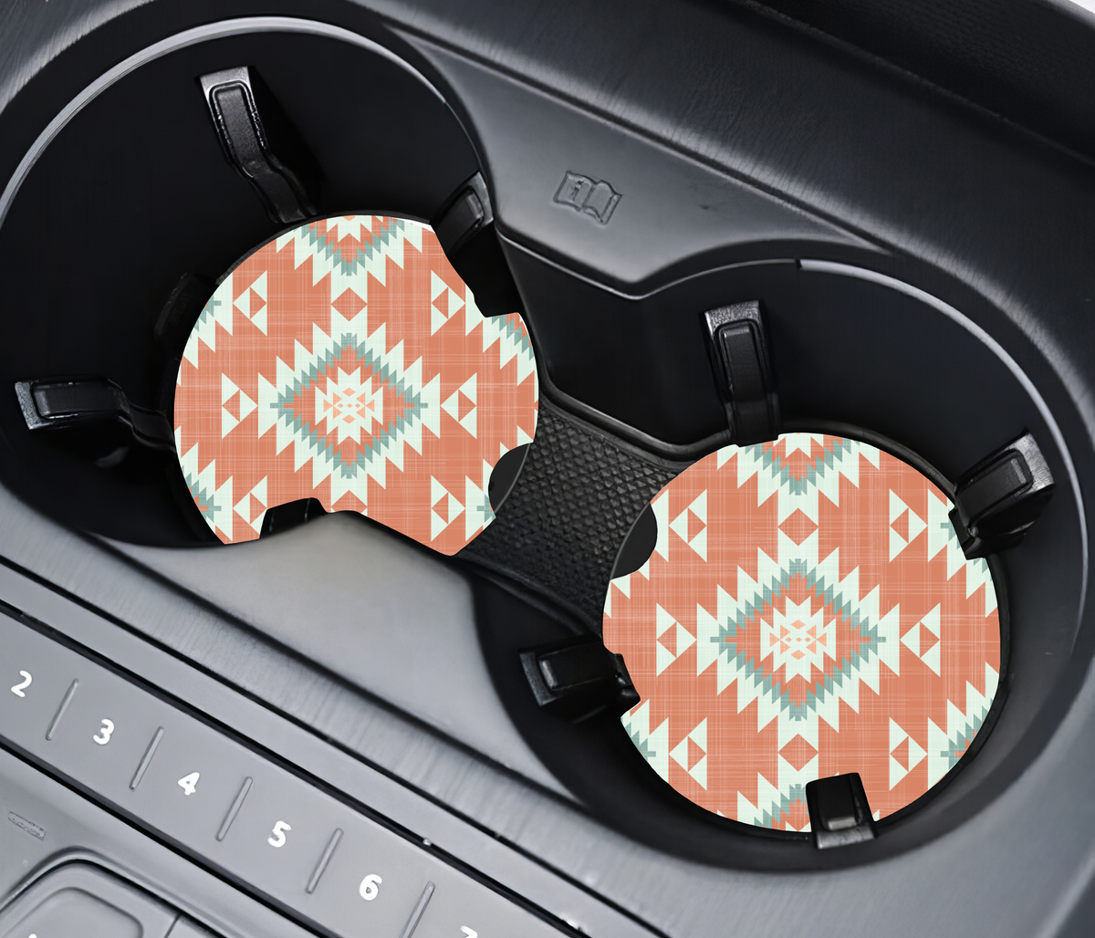 Rose Tribal Ceramic Car Coasters