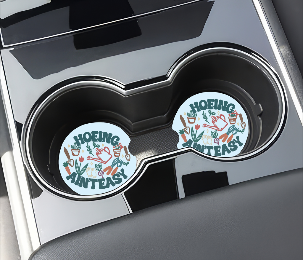 Hoeing Ain't Easy Ceramic Car Coasters