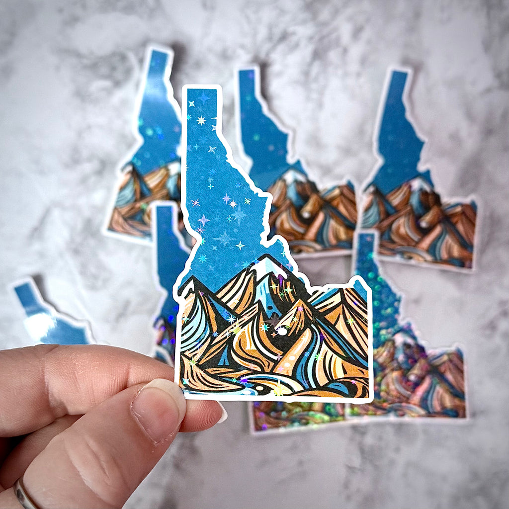 Idaho Mountains Holographic Sticker