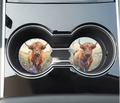 Highland Cow Ceramic Car Coasters