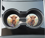 Highland Cow Ceramic Car Coasters