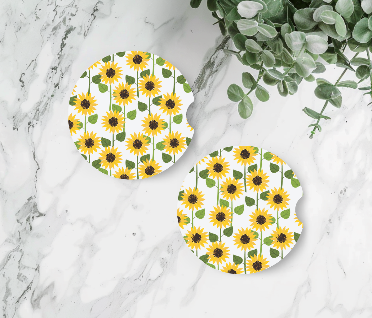 Sunflower Power Ceramic Car Coasters