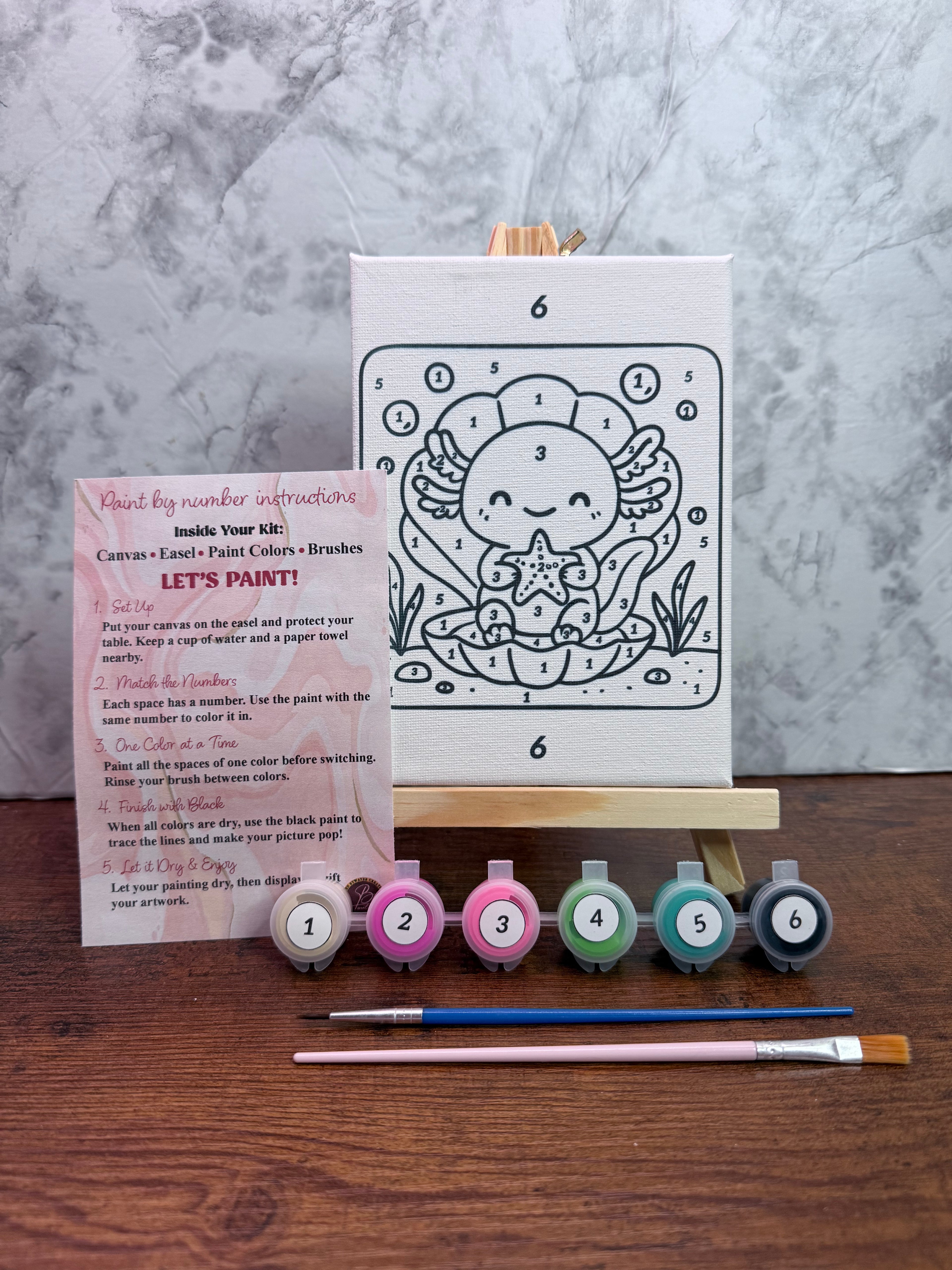 Cute Axolotl Paint-By-Number Kit