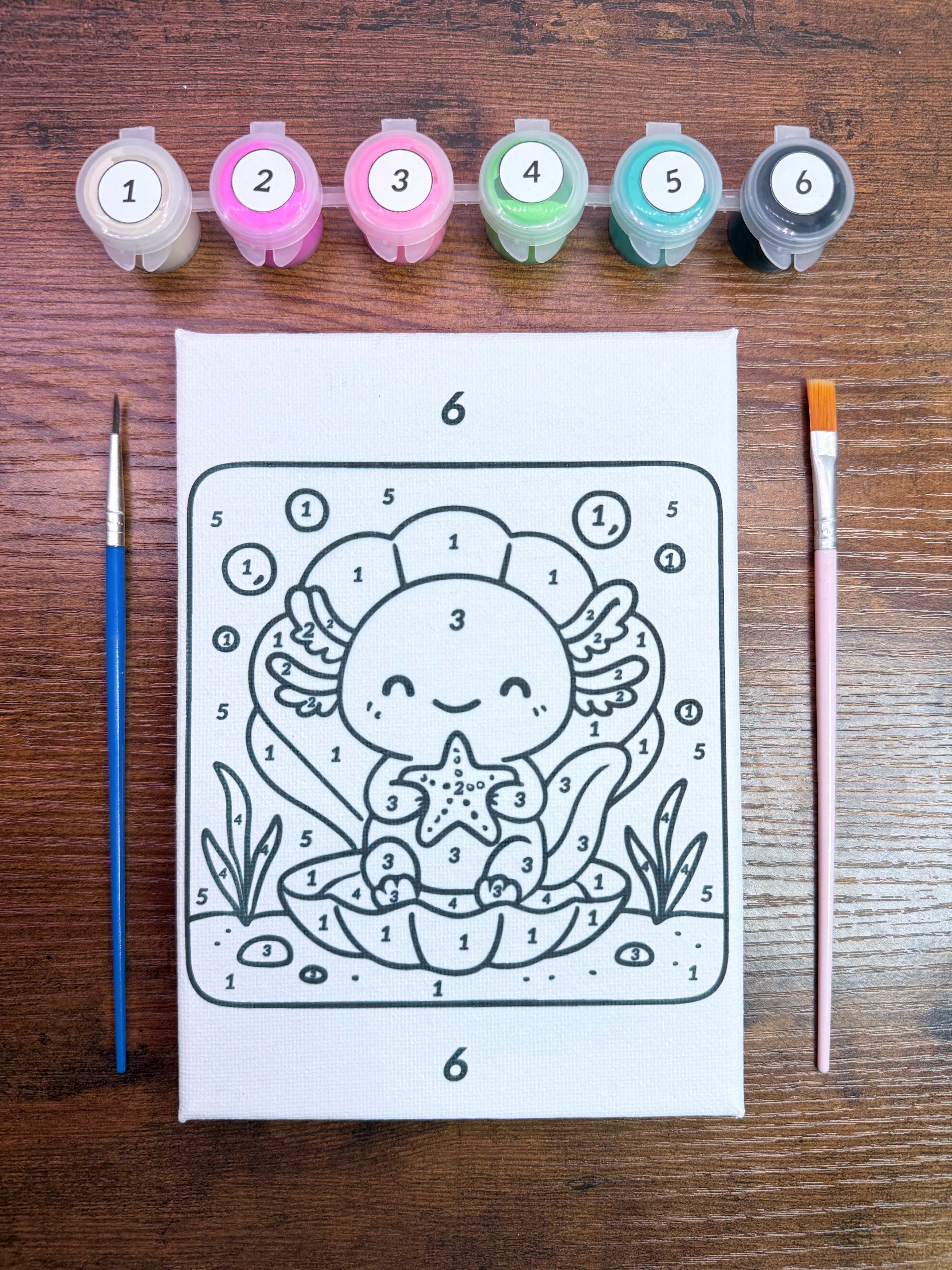 Cute Axolotl Paint-By-Number Kit