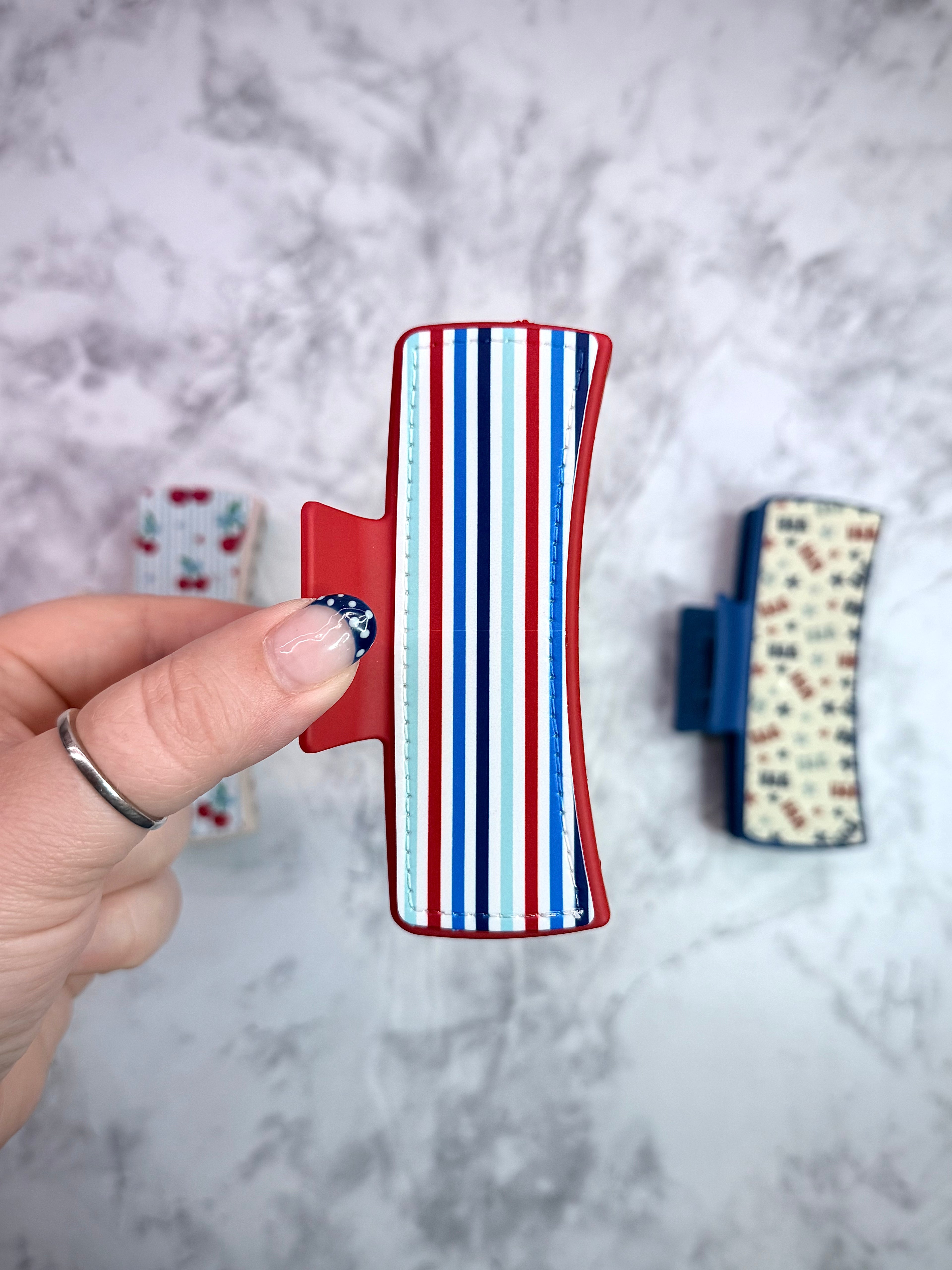 Patriotic Stripes Large Claw Clip