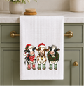 Cute Christmas Cows Dish Towel
