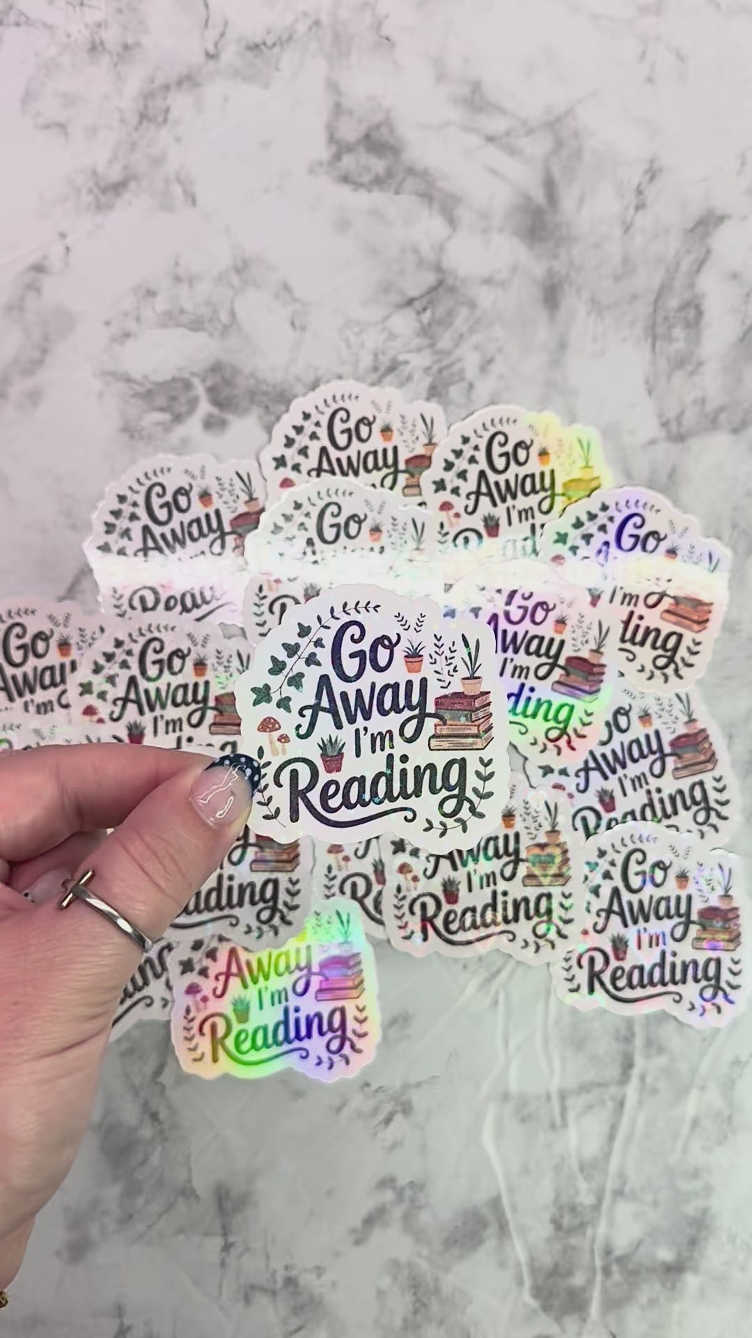 Go Away I'm Reading Holographic Sticker