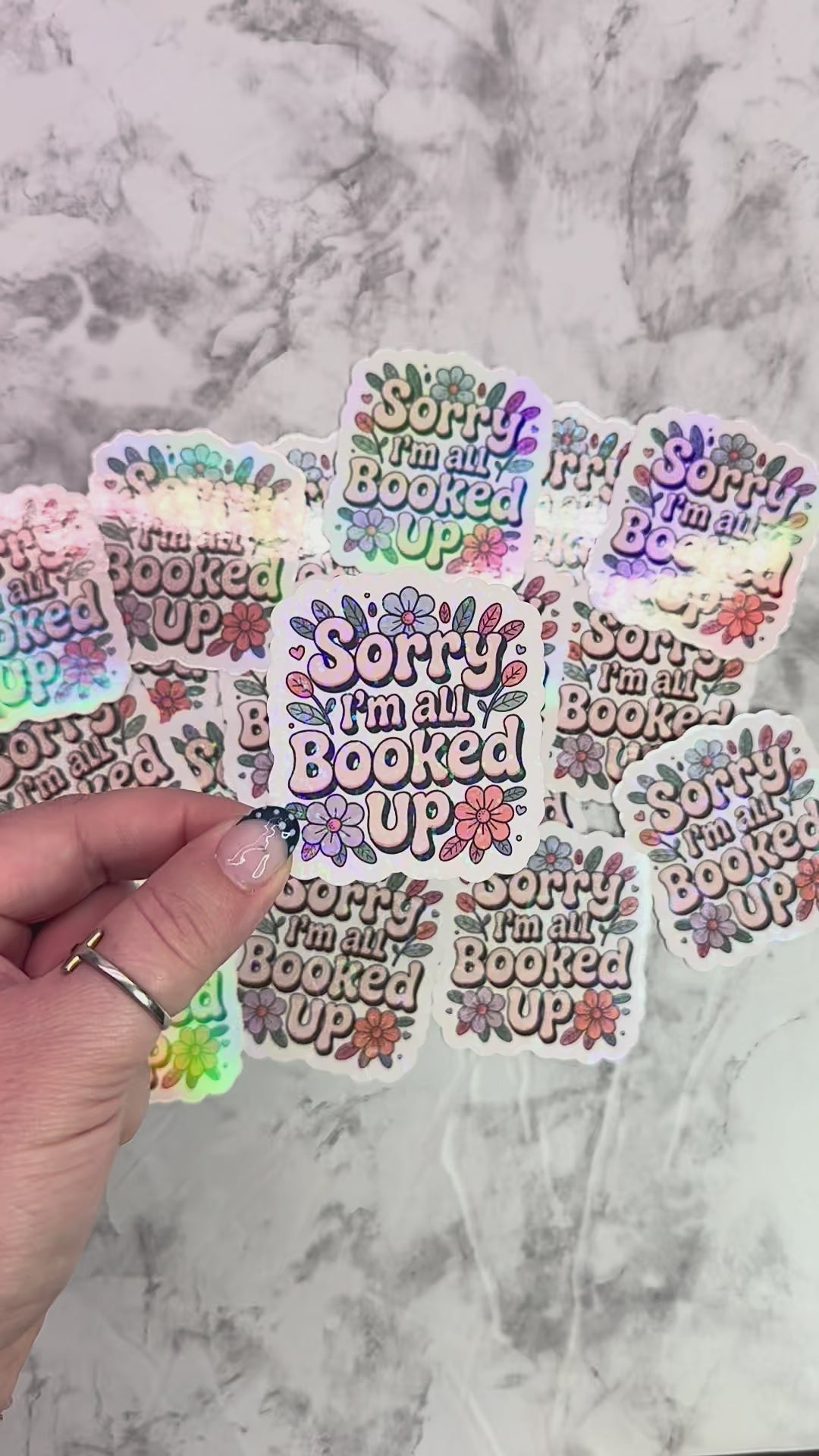 Sorry I'm All Booked Up Holographic Sticker