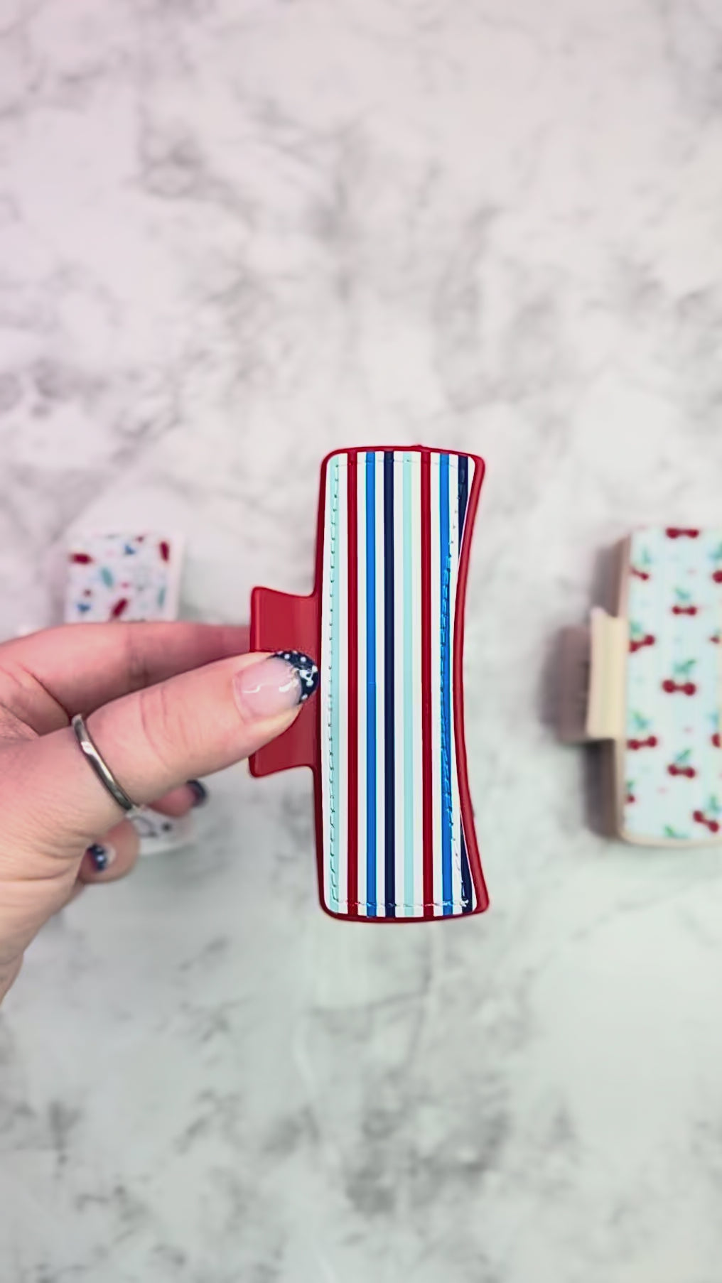 Patriotic Stripes Large Claw Clip