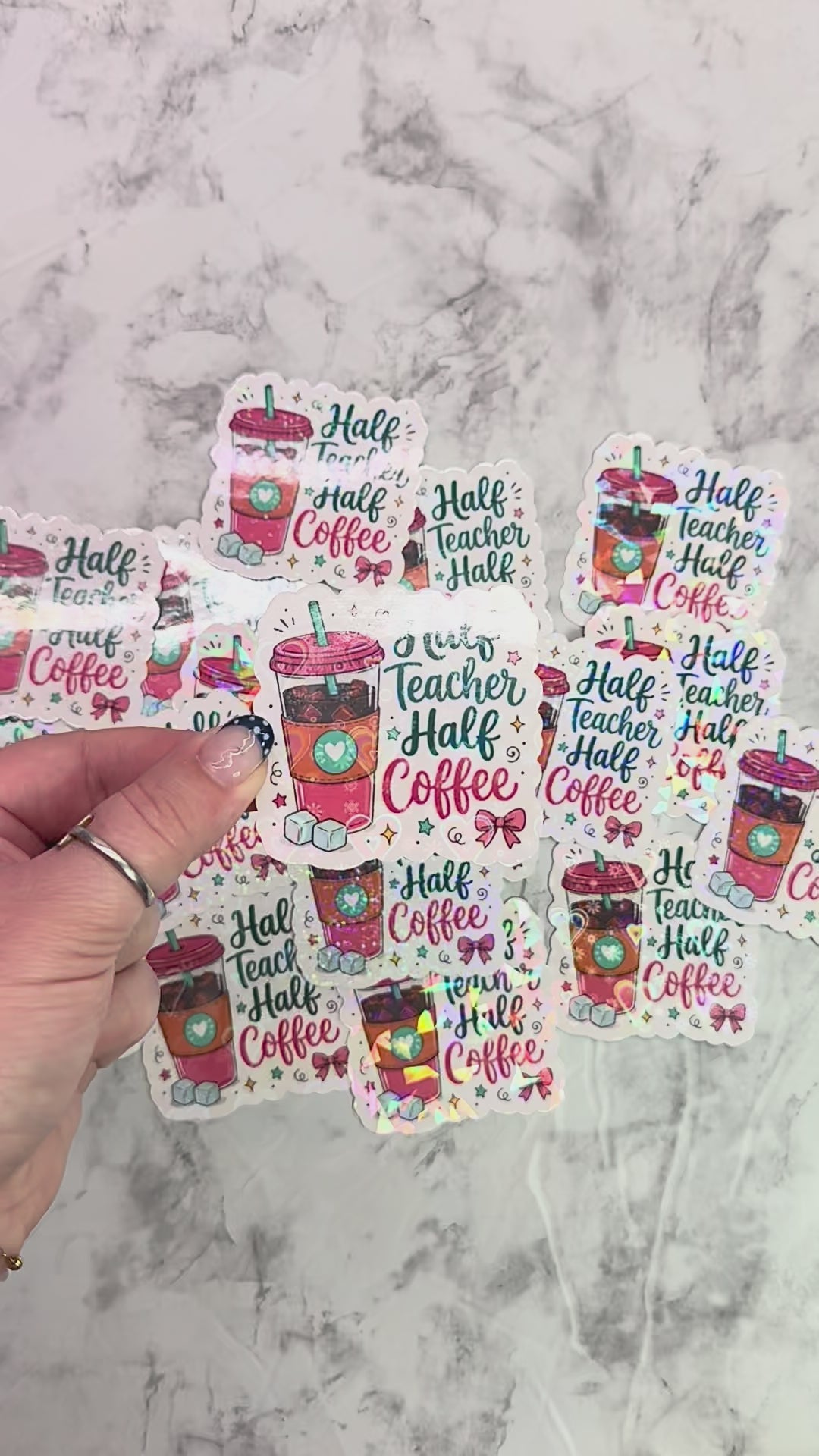 Half Teacher Half Coffee Holographic Sticker