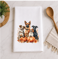 Dogs With Fall Pumpkins Dish Towel