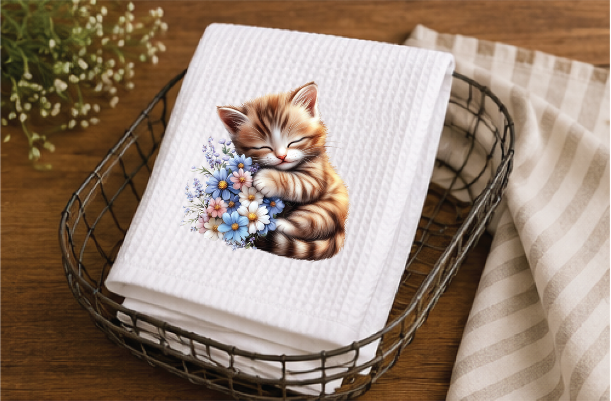 Sleeping Kitten Dish Towel